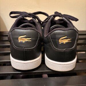 Lacoste Black Leather Sneakers • Women’s Size 6.5 • Classic Croc Logo